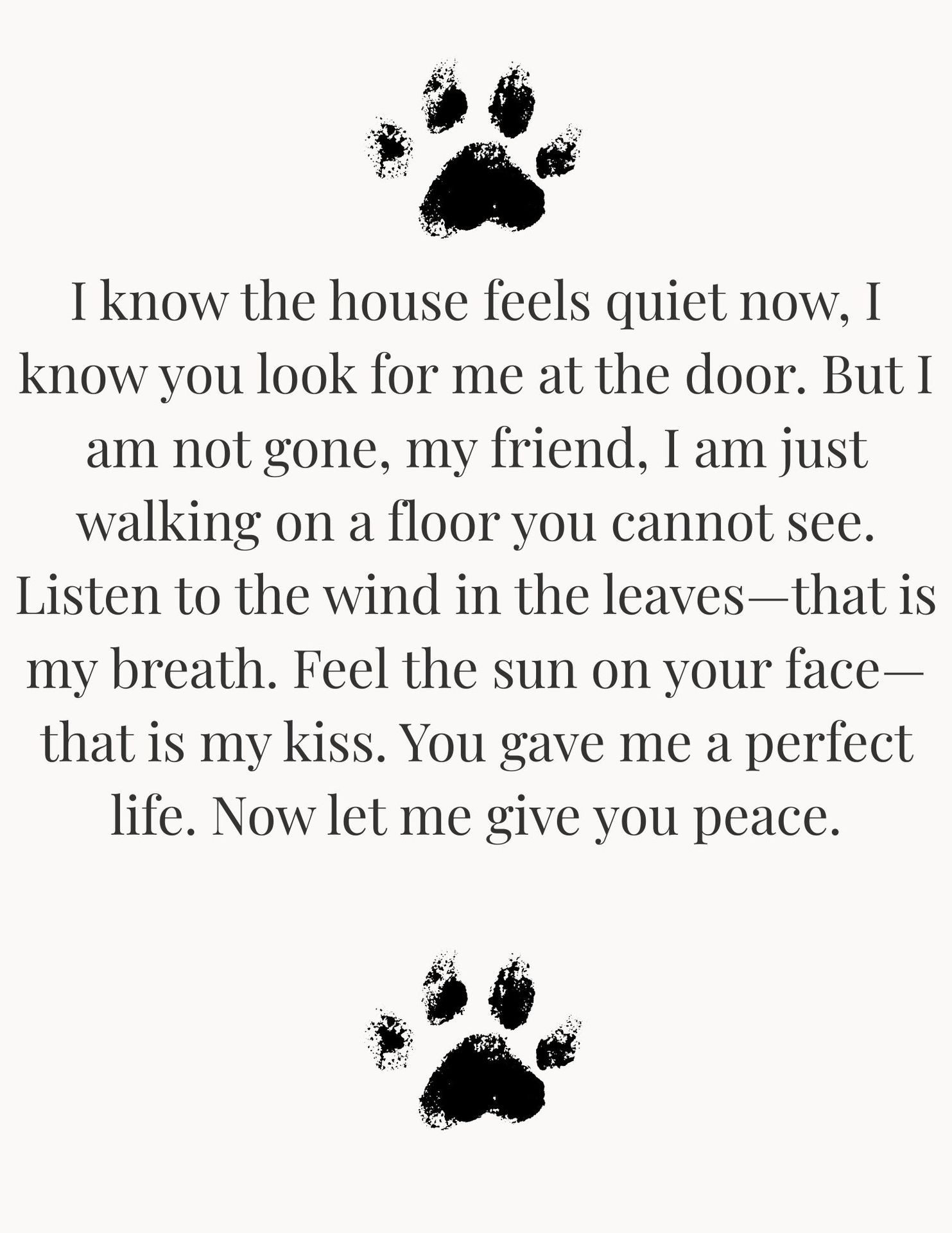 A picture of words from your pet when they pass 